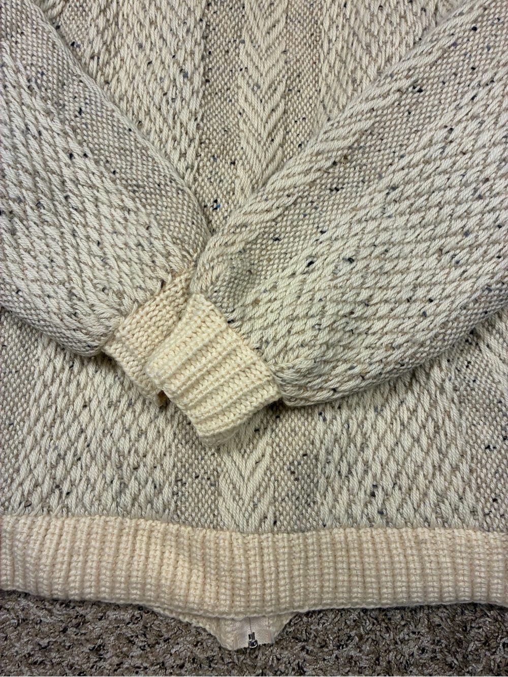VTG Branigan Weavers Ireland Chunky Wool Woven Zip Up Sweater Jacket - Picture 12 of 12